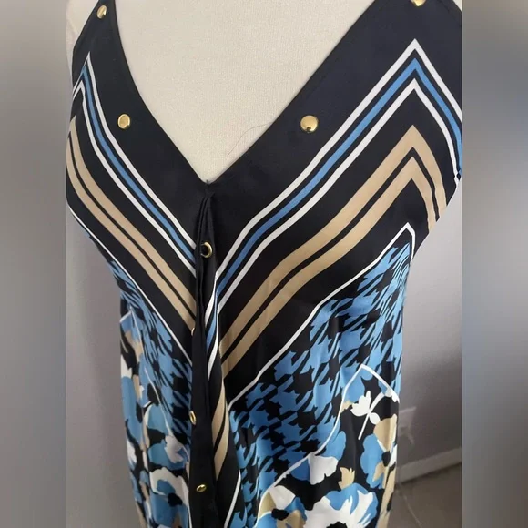 Michael Kors Scarf Printed Midi Summer Dress in blue tones size S/M - Picture 9 of 13